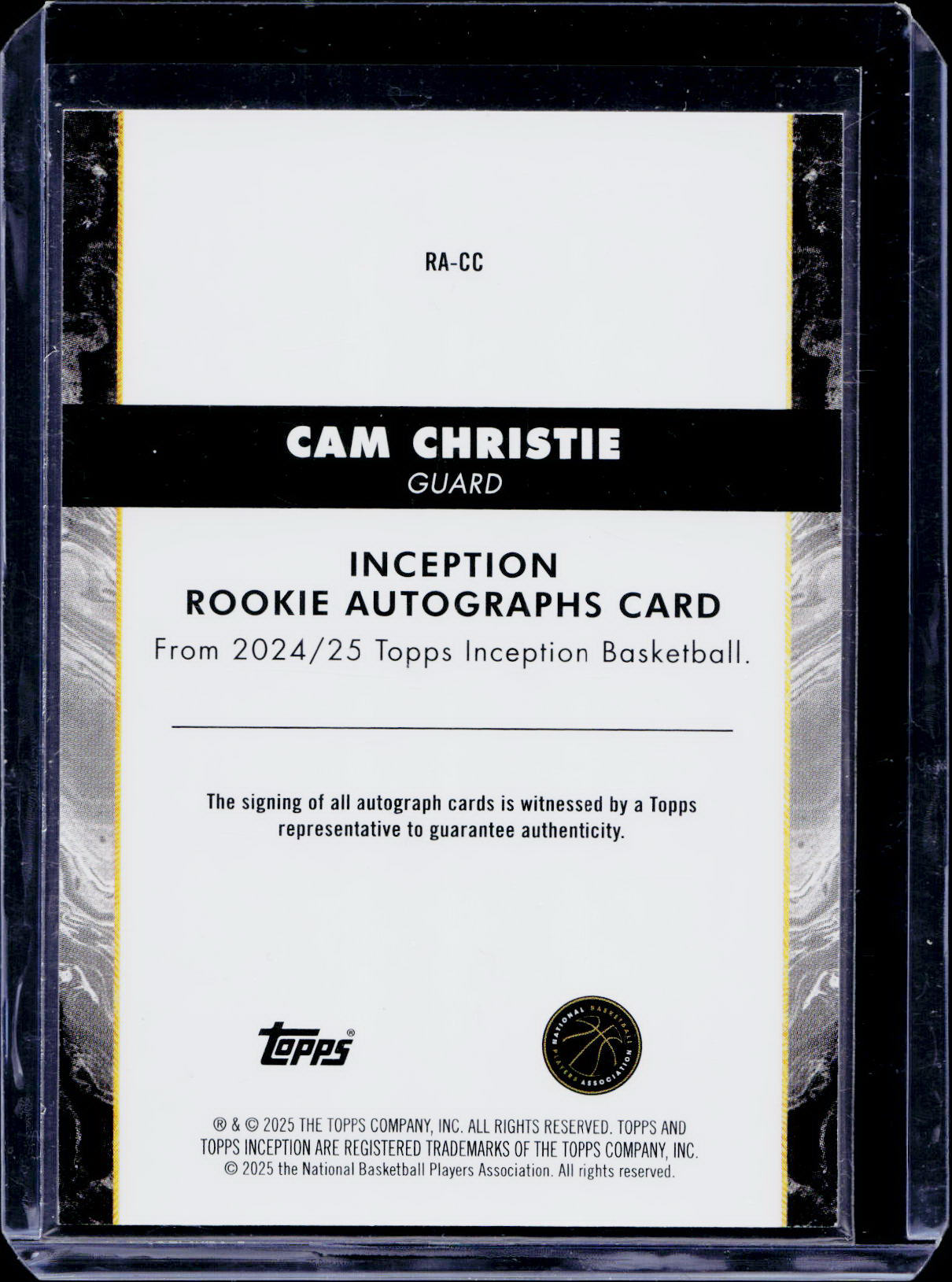 Cam Christie - Rookie Autograph /75 - Topps Inception 2025
